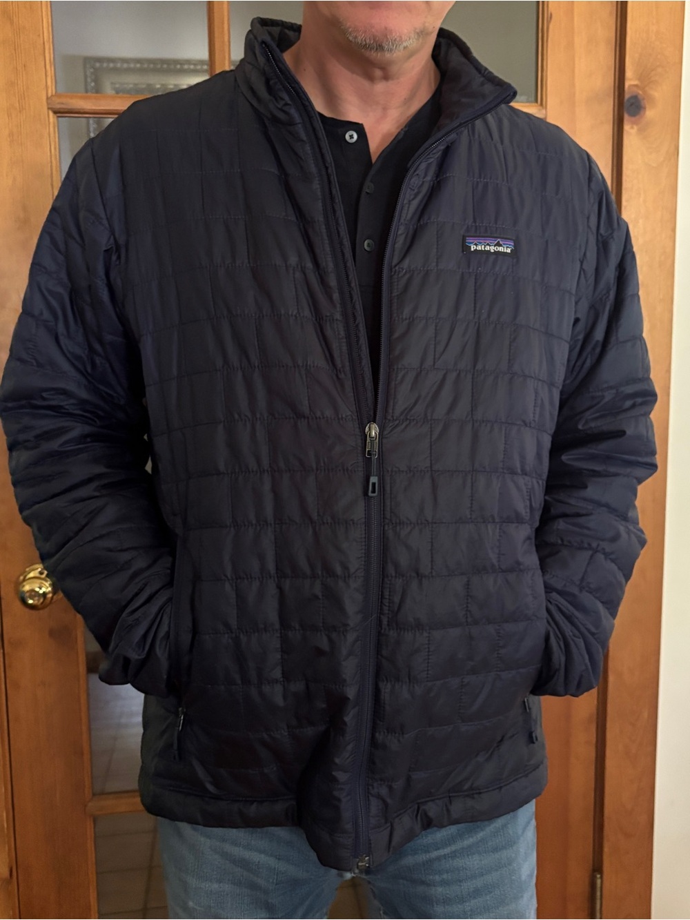 Patagonia Men’s L Nano Puff Jacket Navy Blue Lightweight Quilted Puffer LIKE NEW - Picture 2 of 5